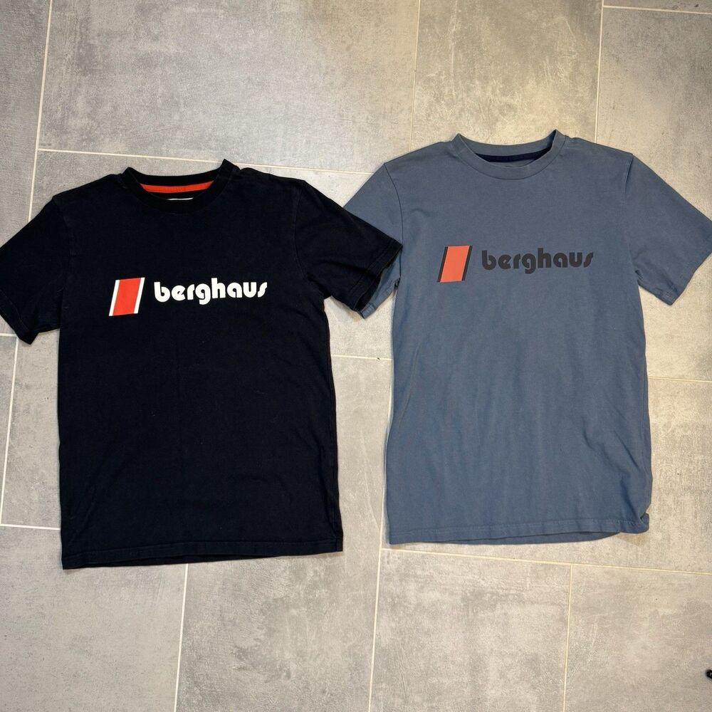 Berghaus Big Logo Lot of 2 Men’s T-Shirts – Black & Blue – Size XS Outdoor